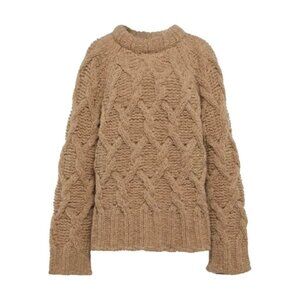 RARE Acne "Kambrea" Chunky Cableknit Wool Sweater | Sz S Oversized | Light Brown